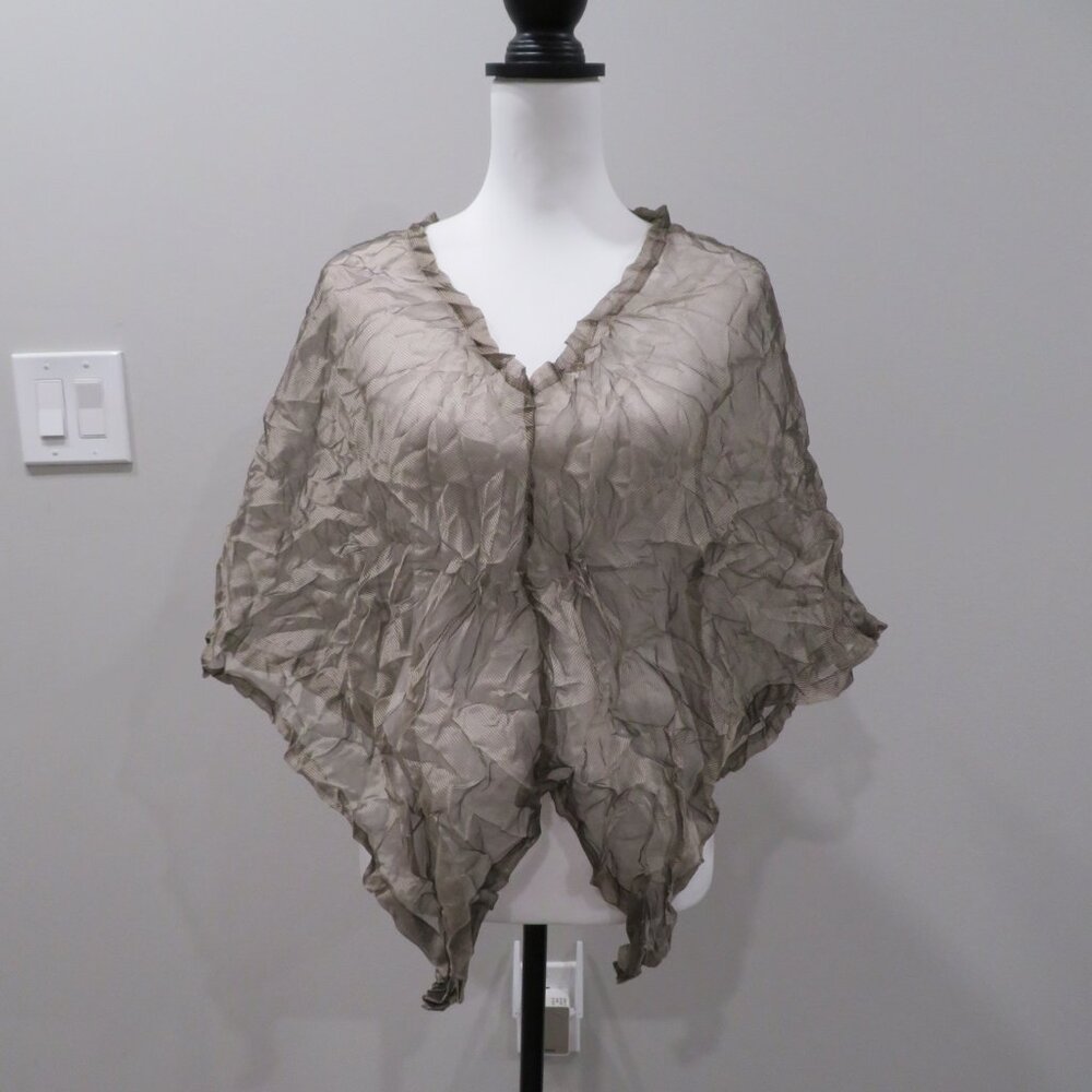 ANNIE THOMPSON Taupe Gray Sheer Bolero Cape Shawl
